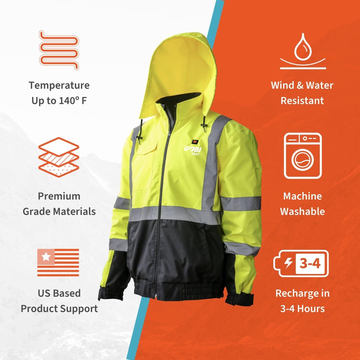 Flash Heated Hi Vis Jacket (2020) - Gobi Heat