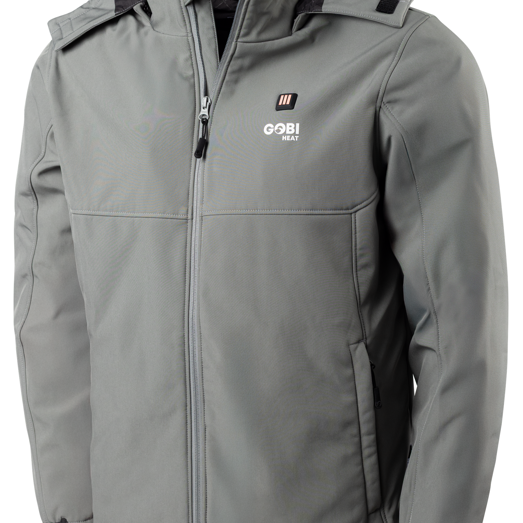 Sahara II Men's Heated Jacket in Steel, front view on transparent background