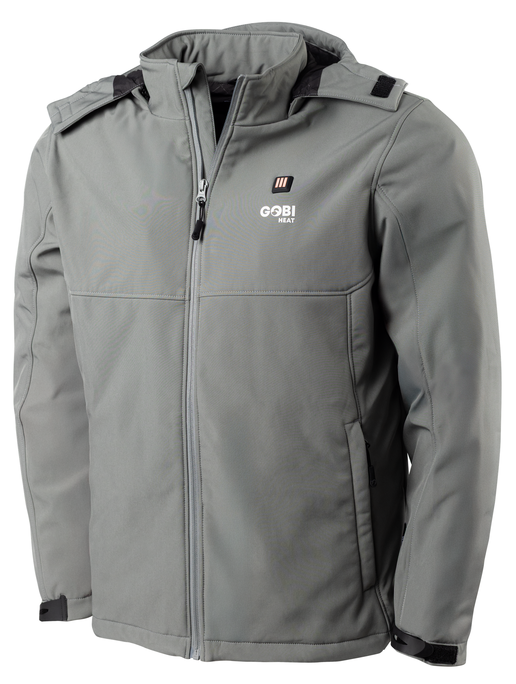 Sahara II Men's Heated Jacket in Steel, front view on transparent background