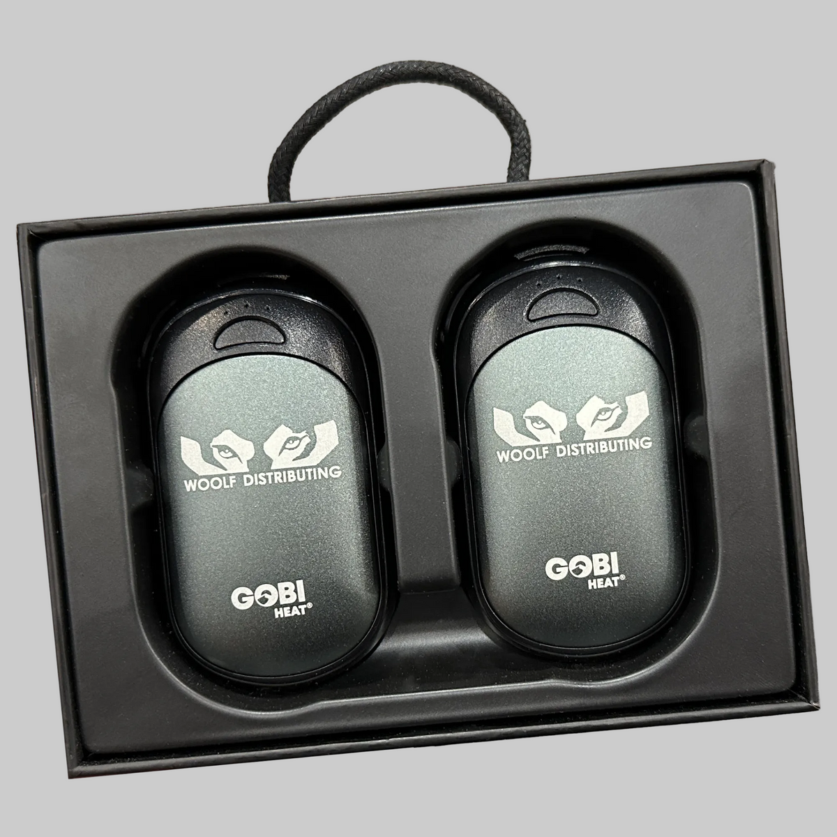 Two Gobi heat devices in a black box on a gray background