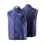 Strata cooling vest front and back view in blue showing lightweight performance design