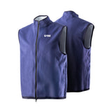 Strata cooling vest front and back view in blue showing lightweight performance design