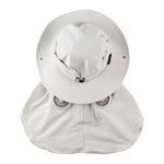 Breza Sun Hat in Sand - back view showing detachable hood