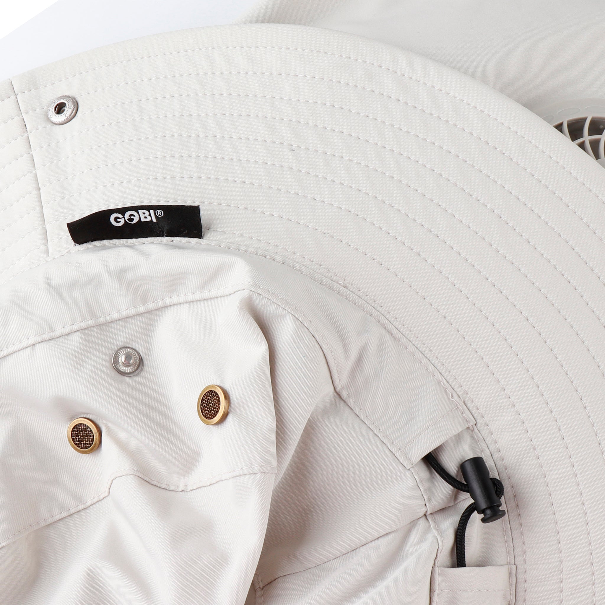 Breza Sun Hat in Sand - close-up fabric and stitching detail