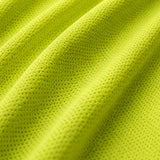 Close-up of the lightweight, breathable high-visibility yellow HELIO fabric.