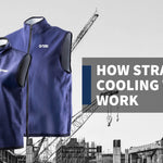 Demonstration video of how the strata men's and women's cooling vests work by adding water to the outside and staying dry on the inside