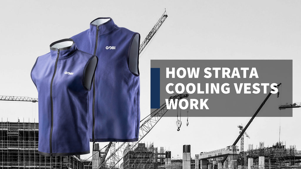 Demonstration video of how the strata men's and women's cooling vests work by adding water to the outside and staying dry on the inside