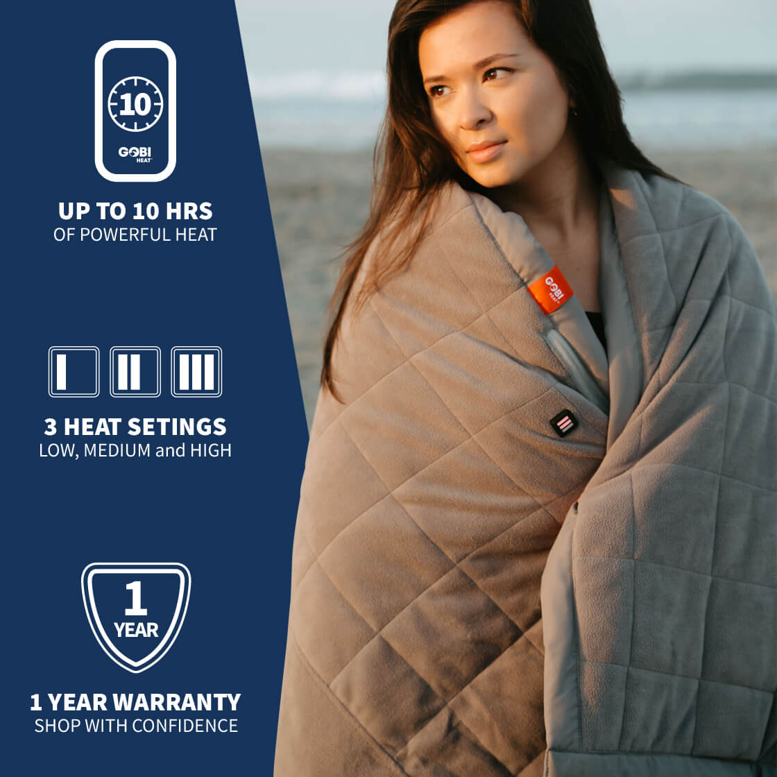 USB Heated Blanket Battery Operated - Upgrade Portable Electric Blanket  Rechargeable Cordless Heating Blanket Throw for Camping Outdoor (Grey, 75 x